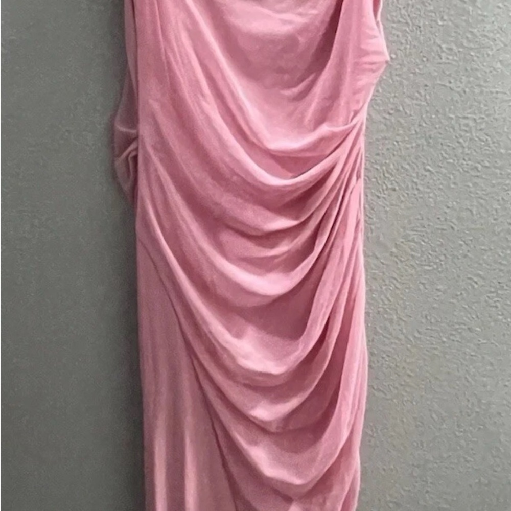 ASOS One-Shoulder Light Pink Ruched Evening Gown - Picture 6 of 11